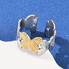 304 Stainless Steel Double Color Cuff Rings RJEW-S635-01GP-17-1