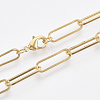 Brass Flat Oval Paperclip Chain Necklace Making MAK-S072-07B-G-1