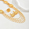 Bohemian Iron Hollow Square Multi-layer Necklaces & Stud Earrings & Cuff Rings Set for Women WD7231-1