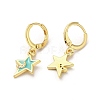 Star & Moon Real 18K Gold Plated Brass Dangle Leverback Earrings EJEW-L268-032G-04-2