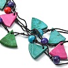 Dyed Natural Coconut Round & Fan Beaded Multi-strand Necklaces NJEW-B088-03-4