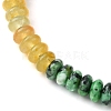 Natural & Synthetic Mixed Gemstone Flat Round Braided Bead Bracelet BJEW-JB09710-02-3