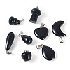 8Pcs 8 Styles Natural Obsidian Pendants G-TA0002-29-3