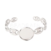 304 Stainless Steel Coffee Bean Chain Cuff Bracelet Blanks with Flat Round Bezel Settings SA-CBA4160-02C-P-2