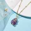 Natural Mixed Gemstone with Brass Pendant Necklaces NJEW-JN04679-4