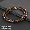 Natural Tiger Eye Round and Lava Rock Column Beaded Necklaces for Men LS-AD4538-2-2