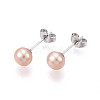 Pearl Ball Stud Earrings EJEW-Q701-01A-02-3