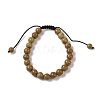 8mm Round Natural Wood Lace Stone Braided Bead Bracelets BJEW-C067-01B-17-2
