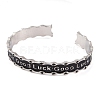 Good Luck Zinc Alloy Black Enamel Open Cuff Bangles for Women BJEW-L688-02P-2