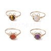 4Pcs 4 Styles Natural Amethyst & Tiger Eye & Rainbow Moonstone & Carnelian Finger Rings Sets RJEW-TA00154-1