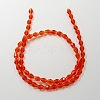 Orange Red Faceted Glass Teardrop Beads Strands X-GLAA-R024-6x4mm-18-2