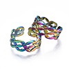 304 Stainless Steel Wave Wrapped Cuff Ring RJEW-N038-066-2
