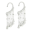Brass Star & Glass Teardrop Tassel Earrings EJEW-JE05517-1