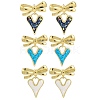 Rack Plating Heart with Bowknot Brass Stud Earrings EJEW-P277-10G-1