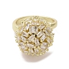 Brass Micro Pave Cubic Zirconia Cuff Ring RJEW-K256-54G-3