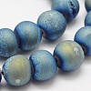 Electroplated Natural Agate Round Bead Strands X-G-M171-8mm-07-1