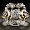 Square Brass Micro Pave Clear Cubic Zirconia Finger Rings FS-WG35D08-05-1