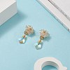 Glass Beaded Flower with Teardrop Dangle Clip-on Earrings EJEW-JE05206-4