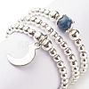 3Pcs 3 Style Natural White Jade & Synthetic Hematite Beaded Stretch Rings Set with Crescent Moon Charm RJEW-JR00469-04-5