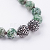 Natural Green Spot Jasper Beaded Necklaces and Polymer Clay Rhinestone NJEW-F174-05F-2
