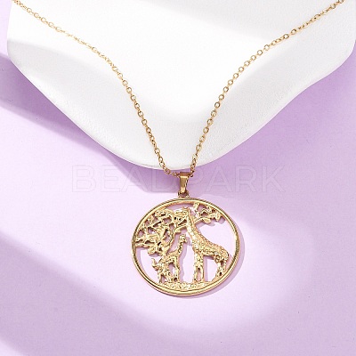 304 Stainless Steel Pendant Cable Chain Necklaces for Men Women NJEW-K308-03D-G-1