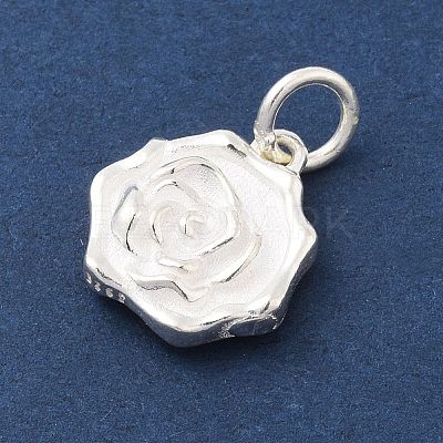 925 Sterling Silver Flower Charms with Jump Rings and 925 Stamp STER-M021-02S-01-1