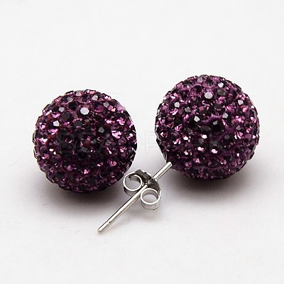 925 Sterling Silver Austrian Crystal Rhinestone Ear Studs SWARJ-D470-204-1