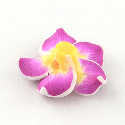 Handmade Polymer Clay 3D Flower Plumeria Beads CLAY-Q192-15mm-07-1