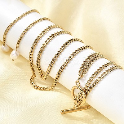 304 Stainless Steel 2-Strand Twisted Chain Necklaces for Women NJEW-K255-61G-1