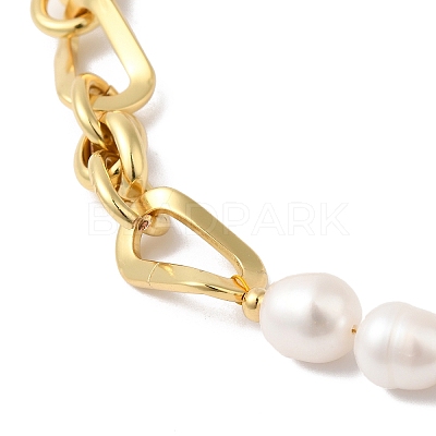 Rice Natural Pearl Beaded Necklaces NJEW-G099-02G-1