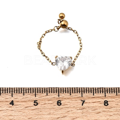 304 Stainless Steel Pave Cubic Zirconia Adjustable Chain Rings RJEW-P189-01D-G-1