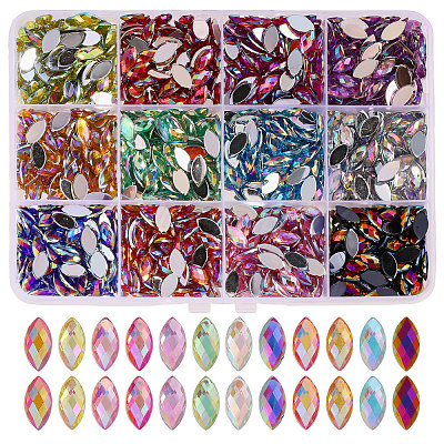 1440Pcs 12 Colors Glass Rhinestone Cabochons RGLA-CA0001-13-1