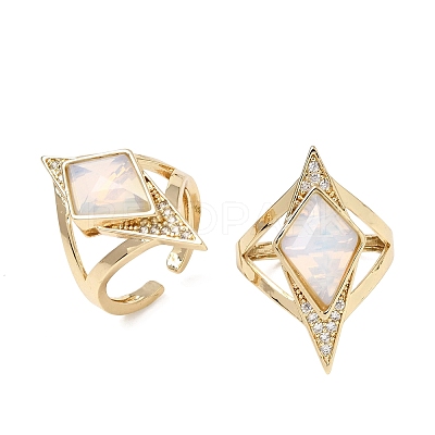 Brass Micro Pave Cubic Zirconia Cuff Rings for Women GG-CBA7610-11G-03-1