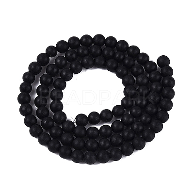 Natural Black Stone Bead Strands G-R193-01-6mm-1