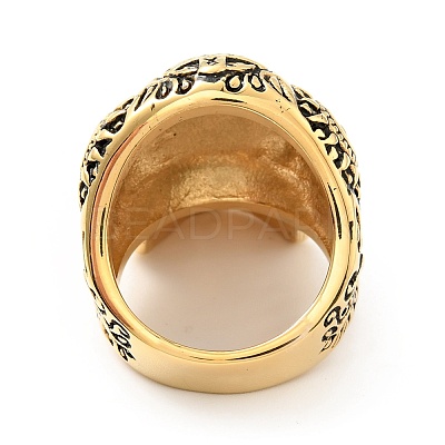 316 Stainless Steel Skull with Cross Finger Ring RJEW-C030-02B-AG-1