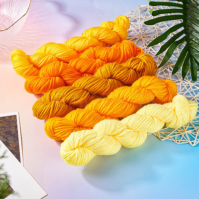 5 Bundles 5 Colors Yellow Theme Acrylic Fiber Yarn OCOR-TA0003-18A-1