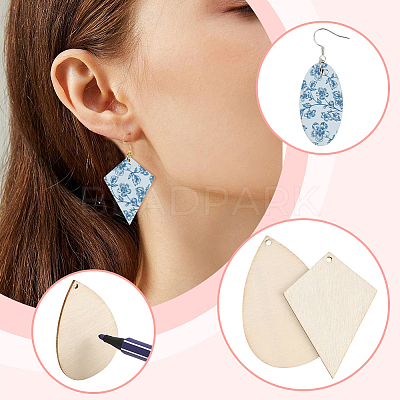 DIY Wooden Dangle Earring Making Kits DIY-SP0005-03-1