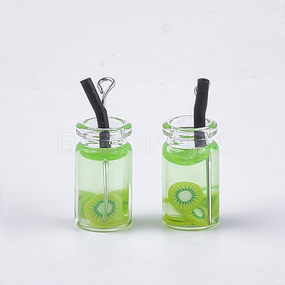 Glass Bottle Pendants X-CRES-N017-06F-1