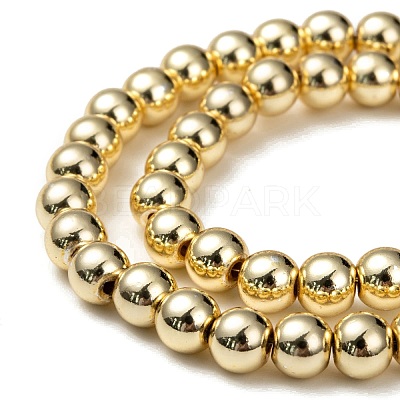 Electroplate Non-magnetic Synthetic Hematite Beads Strands G-Q466-6mm-01-1
