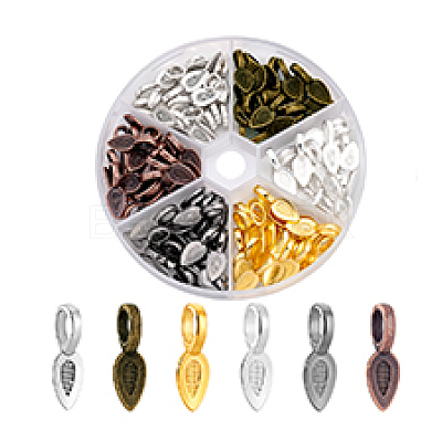 Tibetan Style Alloy Glue-on Flat Pad Bails TIBEP-PH0004-48-1