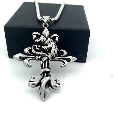 Vintage Gothic Cross Tengu Pendant 304 Stainless Steel Necklaces MY8388-1