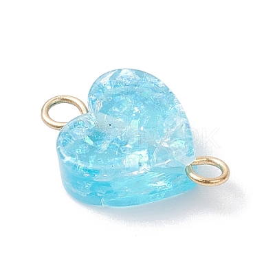 Transparent Resin Heart Links Connector Charms PALLOY-JF04449-01-1