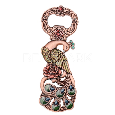 European Style Peacock Alloy Rhinestone Bottle Openers FAMI-PW0003-01-1