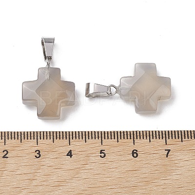Natural Grey Agate Pendants G-K359-02P-03-1