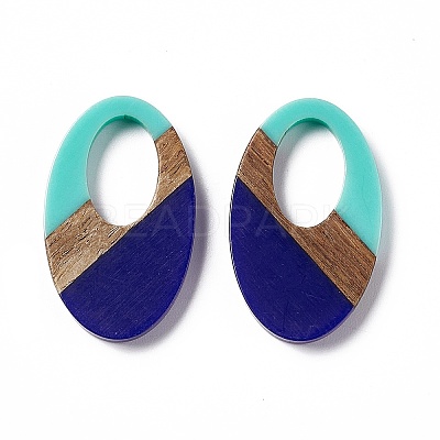 Opaque Resin & Walnut Wood Pendants RESI-M027-02A-1
