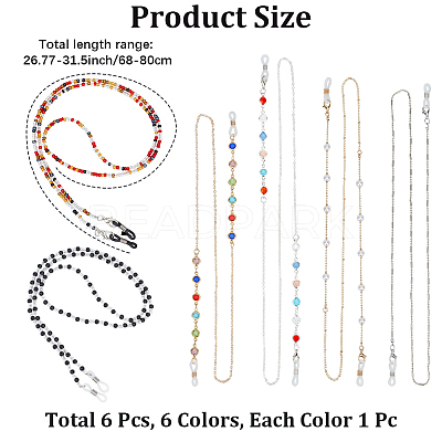 6Pcs 6 Styles Eyeglasses Chains AJEW-CN0006-09-1