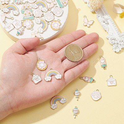 40Pcs 8 Styles Alloy Enamel Pendants ENAM-CJ0004-76-1