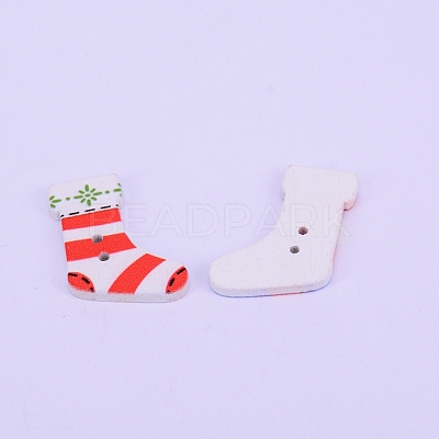2-Hole Printed Wooden Buttons WOOD-WH0104-17-1