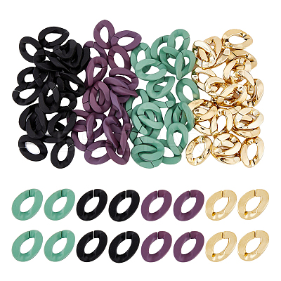 Spray Painted ABS Plastic & Acrylic Linking Rings OACR-FH0001-040-1