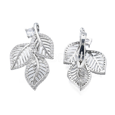 Brass Micro Pave Clear Cubic Zirconia Twister Clasps KK-N233-402P-1